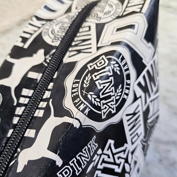 Victoria's Secret PINK Black &White PINK LOGO Cosmetic Case - Picture 2 of 10